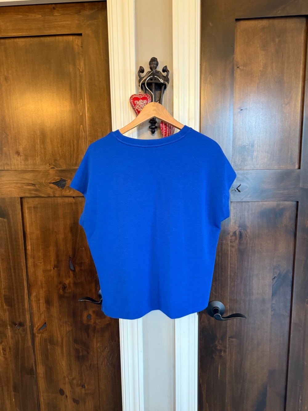 Spanx AirEssentials Cobalt Blue Boxy Short Sleeve Tee L - Picture 4 of 4